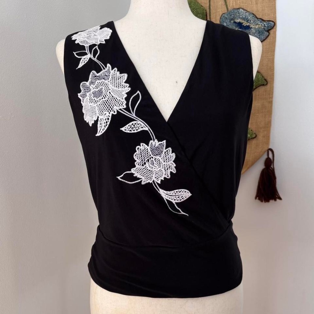 Embroidered Lace Wrap Top